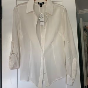 BEBE SHEER CREAM BLOUSE